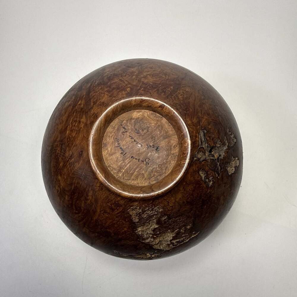 Vtg Hand Turned Wood Burl Vessel Vase Raw Edge Artisan Signed Red Cedar C3 - Picture 12 of 14